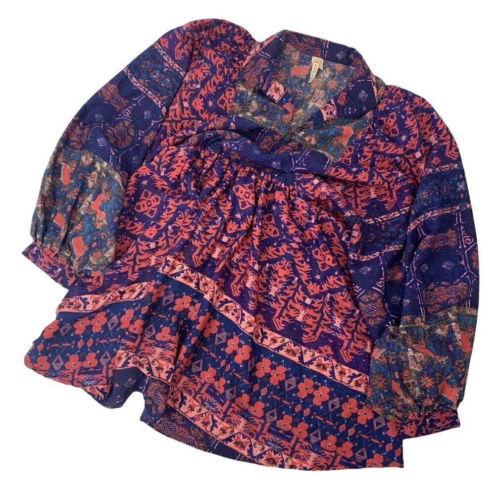 * Raga Balloon Sleeve Tunic with Collar Bohemian Size Small
